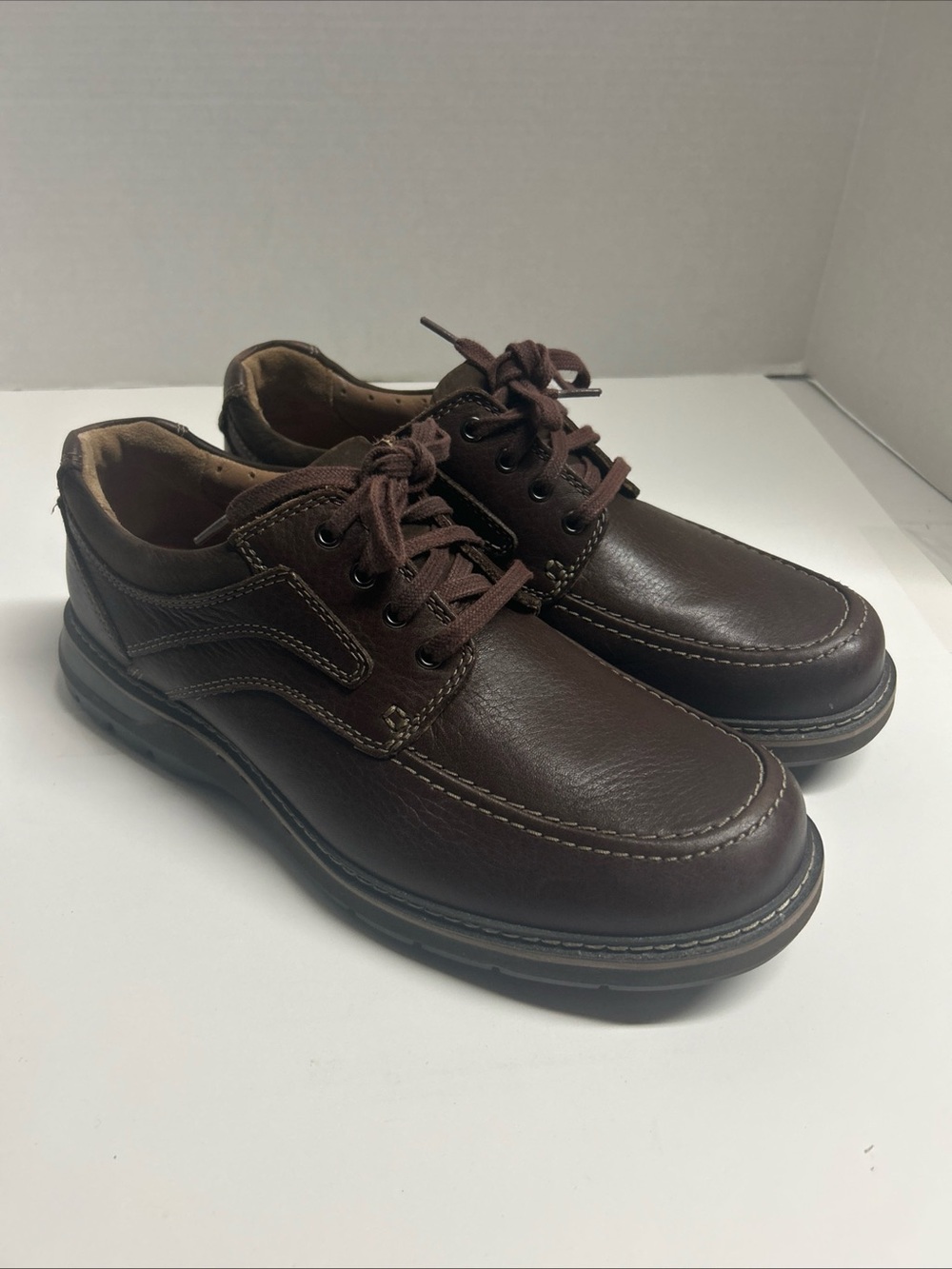 Clarks Unstructured Oxfords Shoes Mens Size 9.5 W Wide Brown Leather